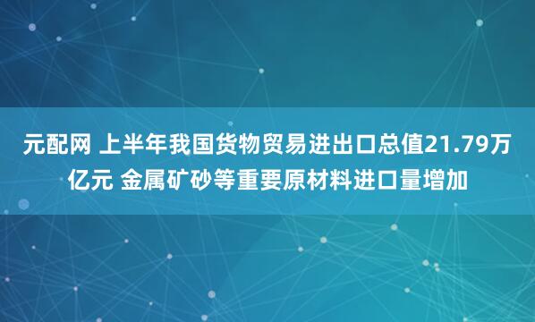 元配网 上半年我国货物贸易进出口总值21.79万亿元 金属矿砂等重要原材料进口量增加