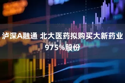 泸深A融通 北大医药拟购买大新药业975%股份